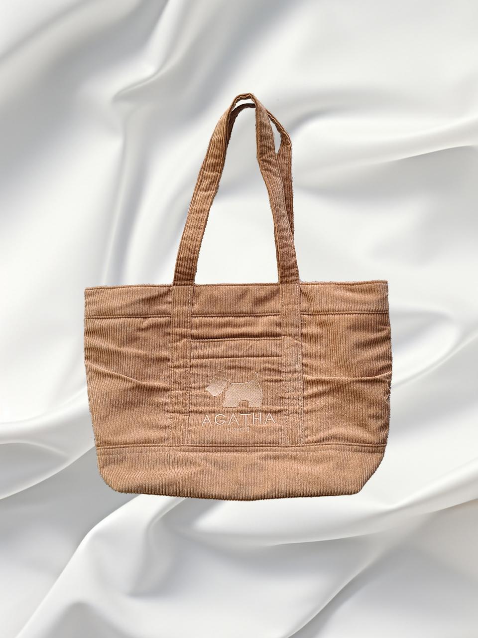 AGATHA 아가타 골덴 코듀로이 토트백 (베이지)