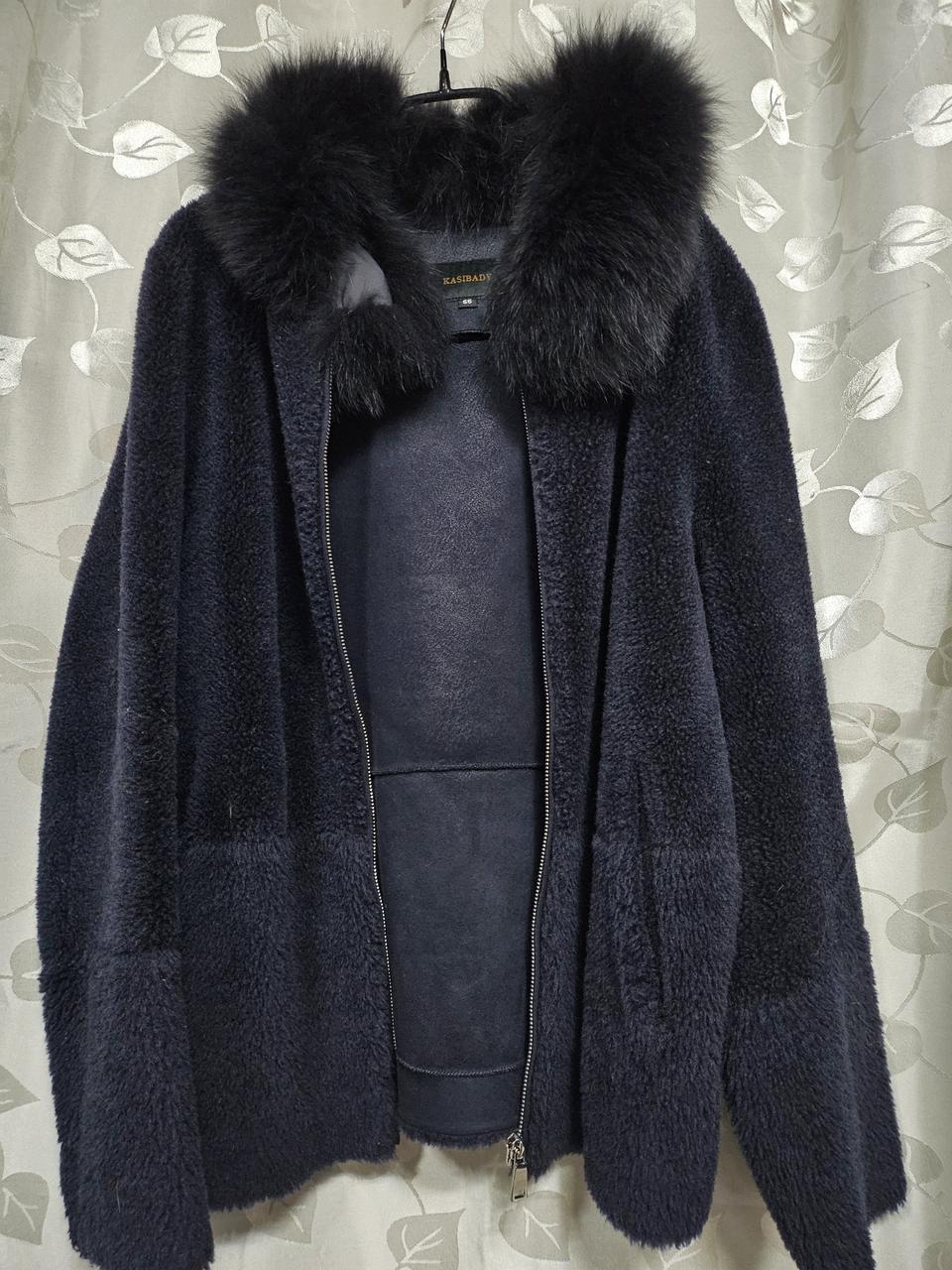 카시바디 양모 박시핏 폭스카라 자켓