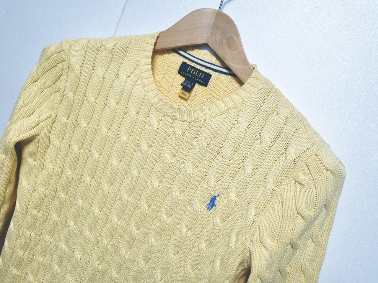 여성 주니어 폴로 신형택 QR 도장 케이블 꽈배기 라운드 긴팔 니트