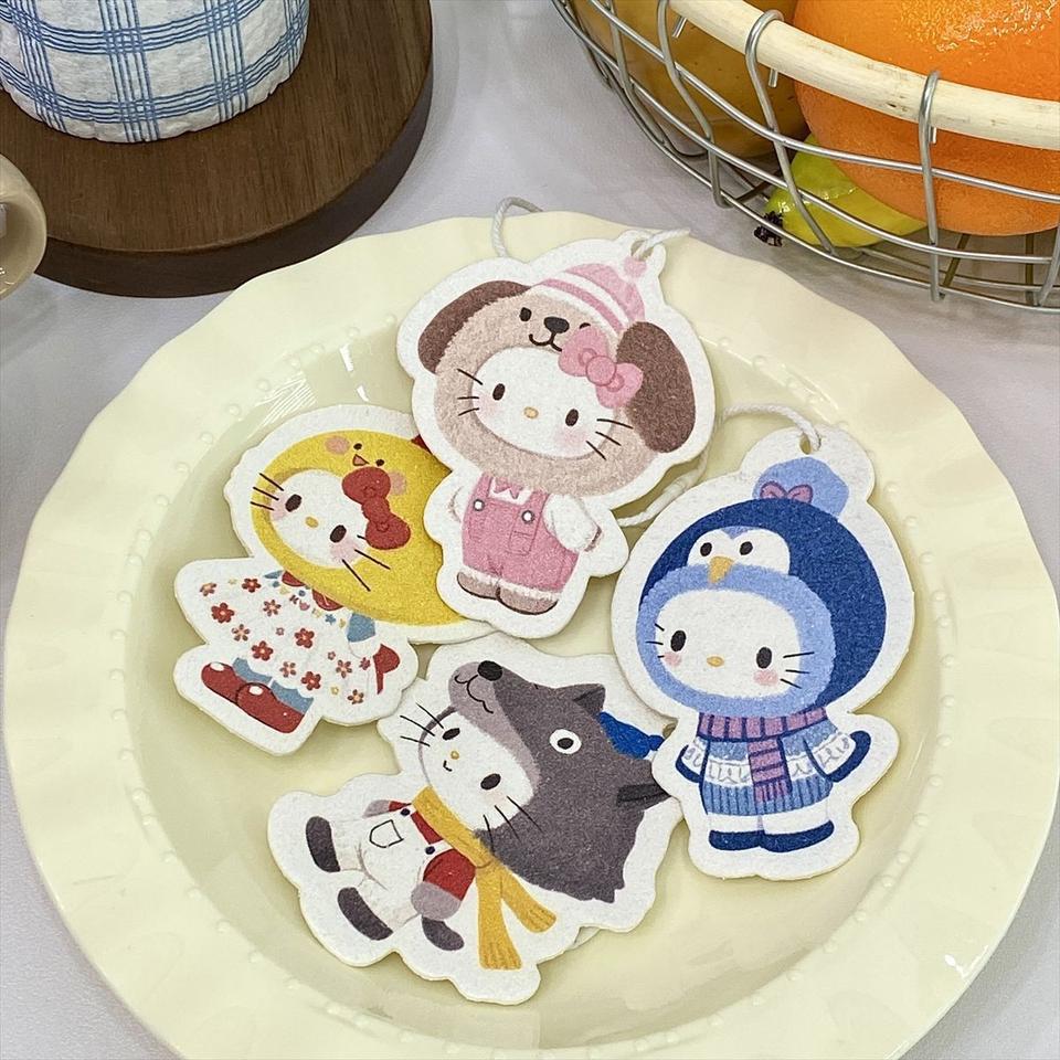 키티 압축 수세미 6종