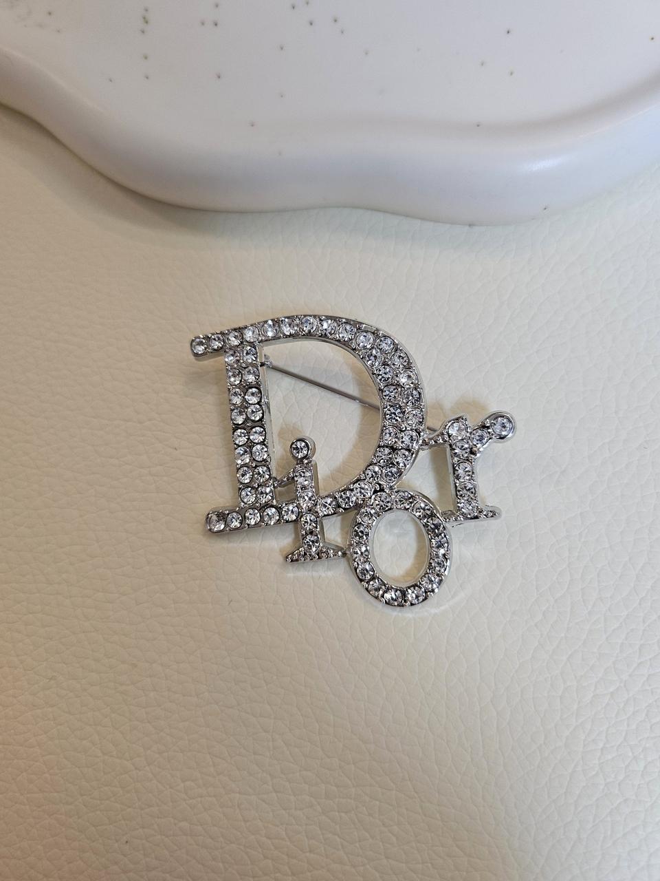 디올 업사이클링 큐빅 은장 브로치