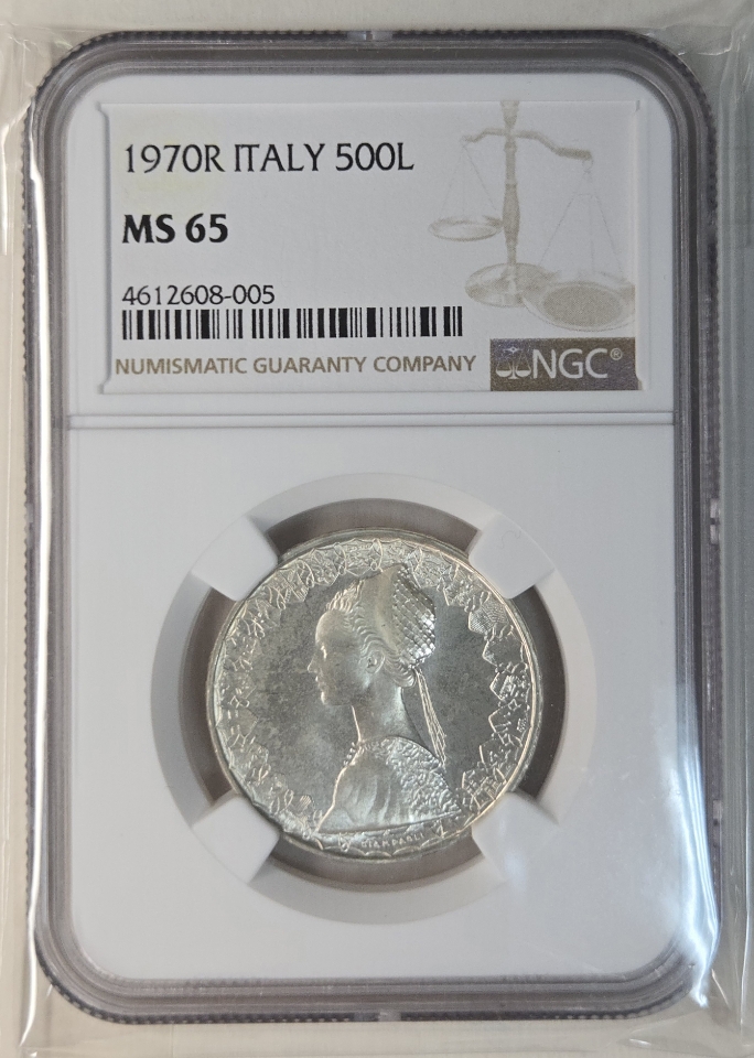 A251101N 희귀 이탈리아 공주은화500L(NGC사 65등급그레이딩)