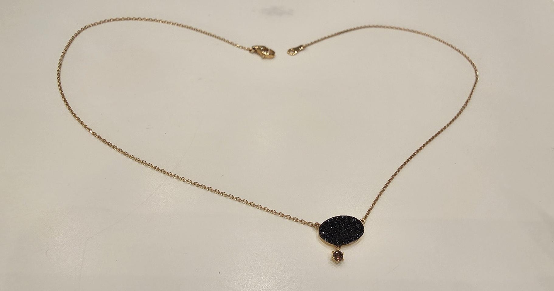 18k핑크골드_블랙 참 네크리스