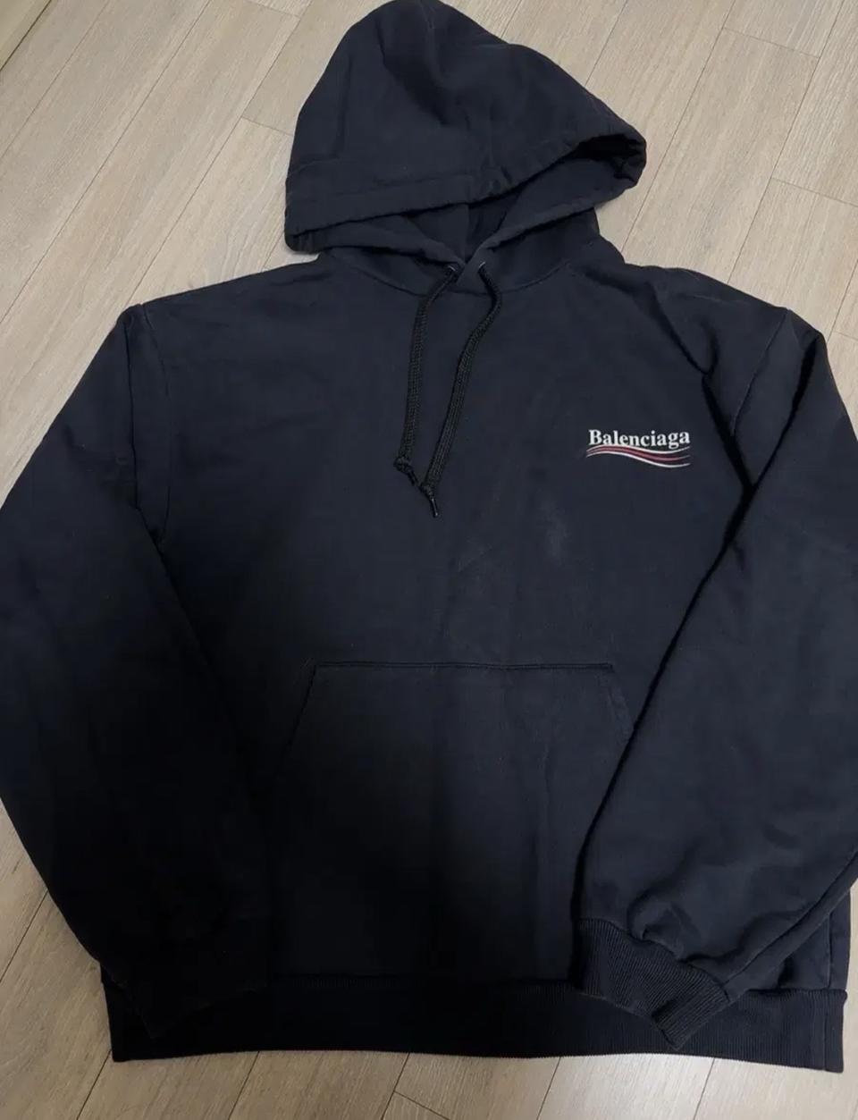 발렌시아가 웨이브로고 후드티