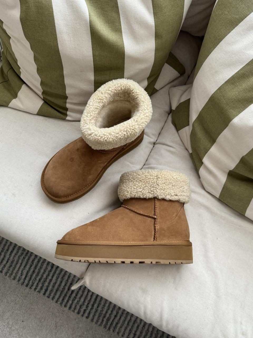 #1105 리얼 소가죽 & 양털 4cm 어그 부츠 240 카멜