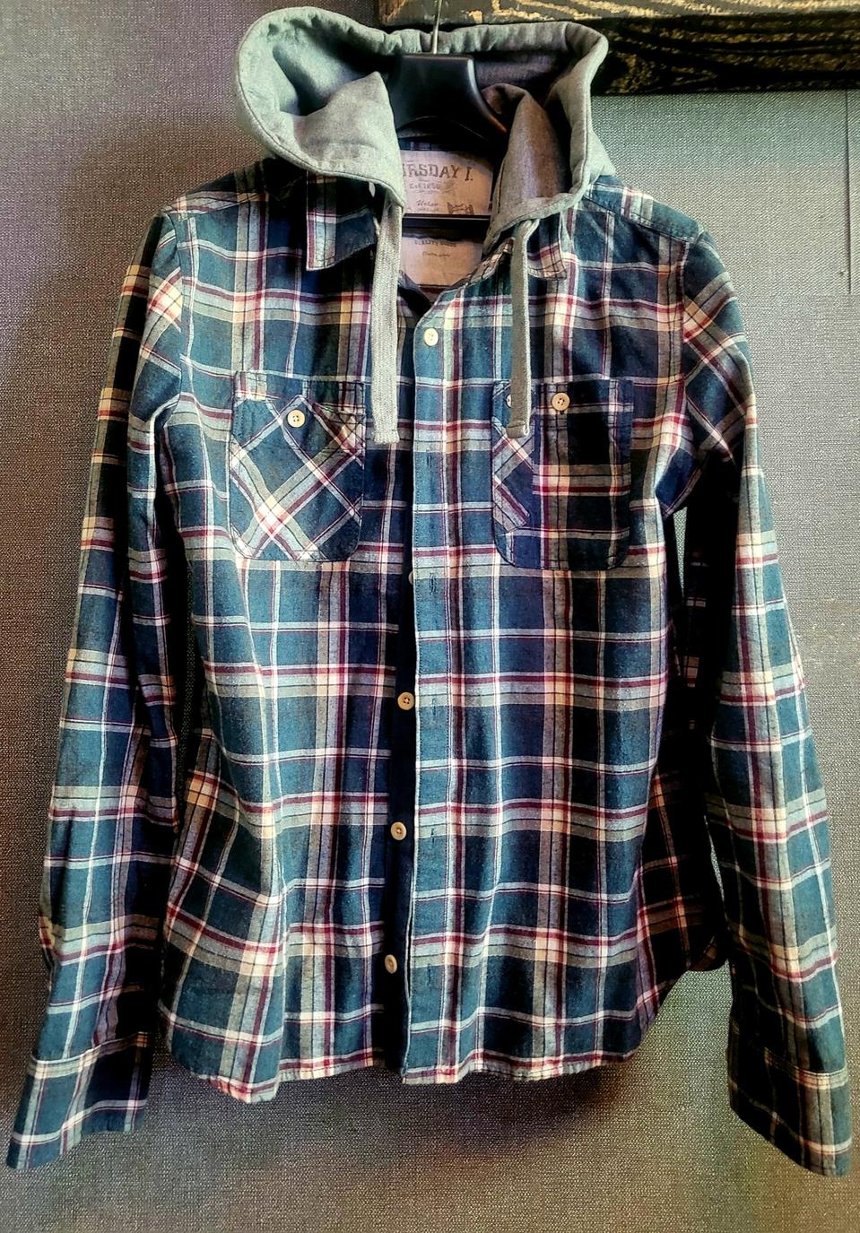 [미사용 새상품] 써스데이아일랜드 후드 탈부착 체크셔츠
