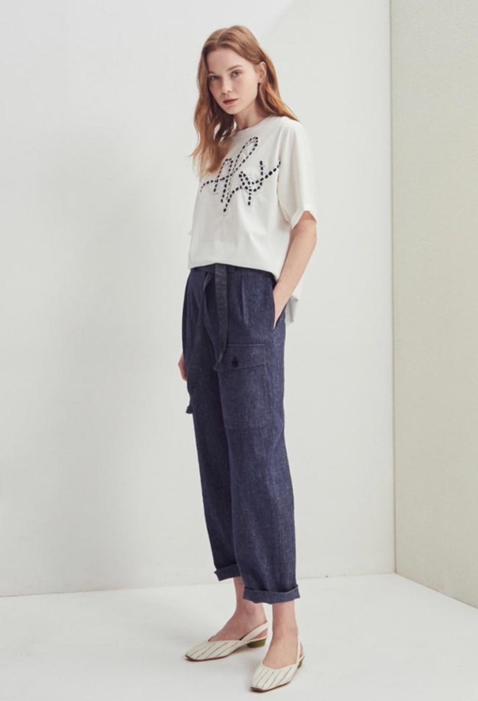 한섬 래트바이티 2021 큐빅 레터링 반팔 티셔츠 88-98-165사이즈