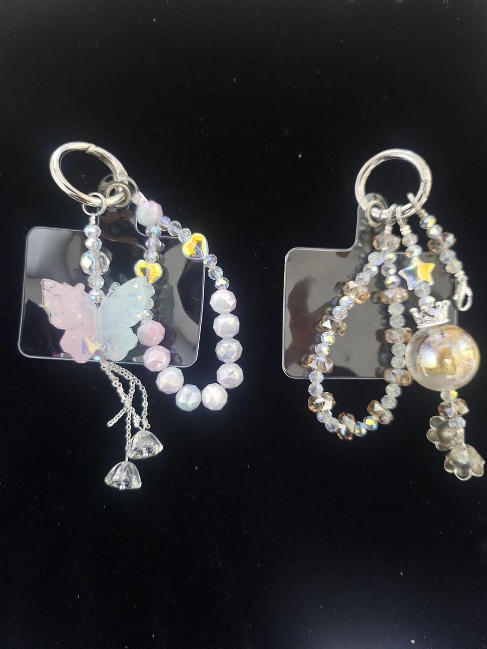 새  상  품/ 2개(셋트) 핸드메이드 비즈 키링-파스텔톤 색상의 비즈