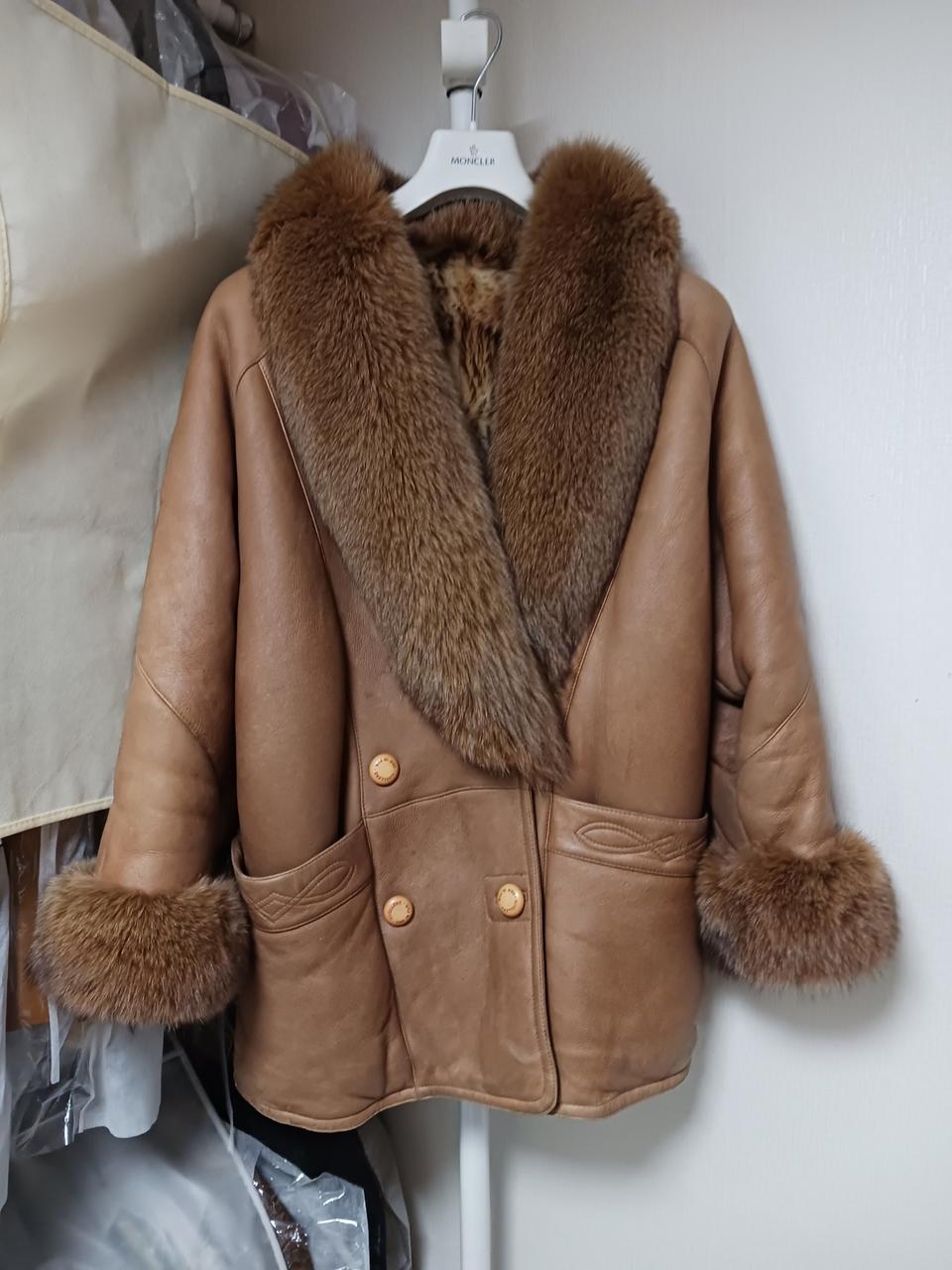 이벨렌 여우털 무스탕 가죽 자켓(하프코트)