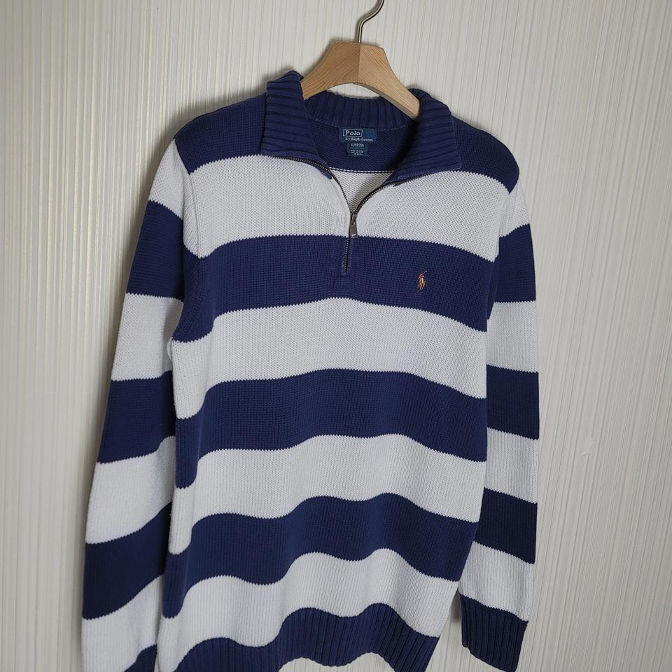 95_폴로 하프집업 니트 네이비화이트 스트라이프
