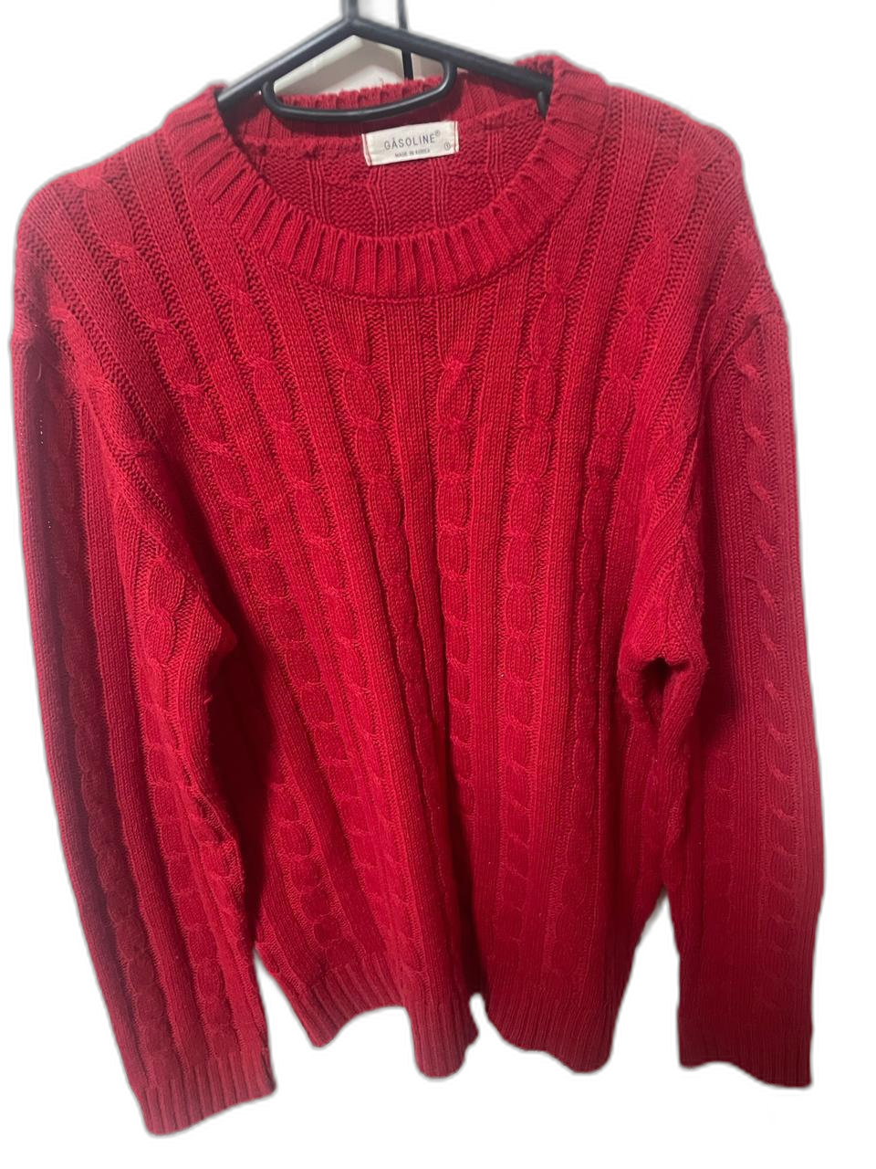 빨간 꽈배기 니트