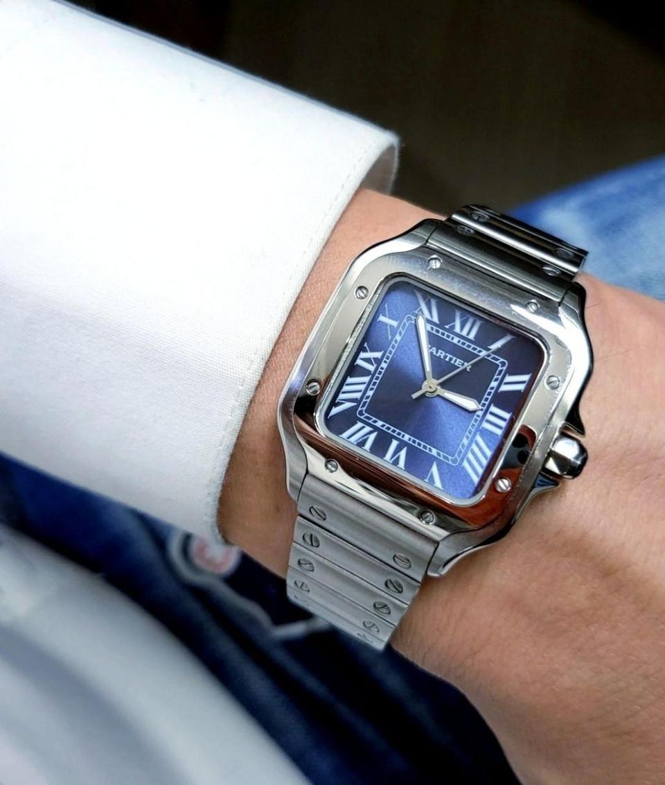 까르띠에 산토스 드 까르띠에 그라데이션 블루디이얼