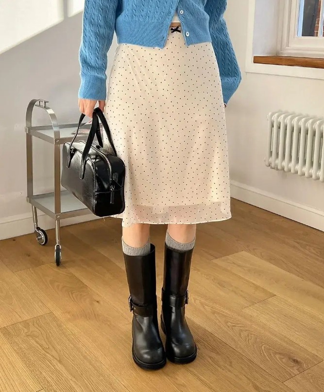 #1108 바이커 하프부츠 4cm 빈티지 버클 미들부츠 225 블랙