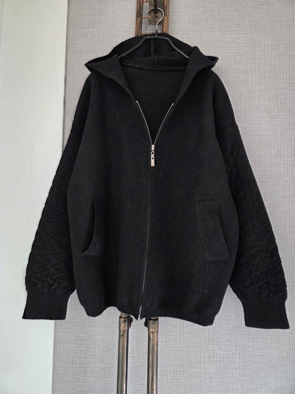 울,캐시미어 후드니트집업