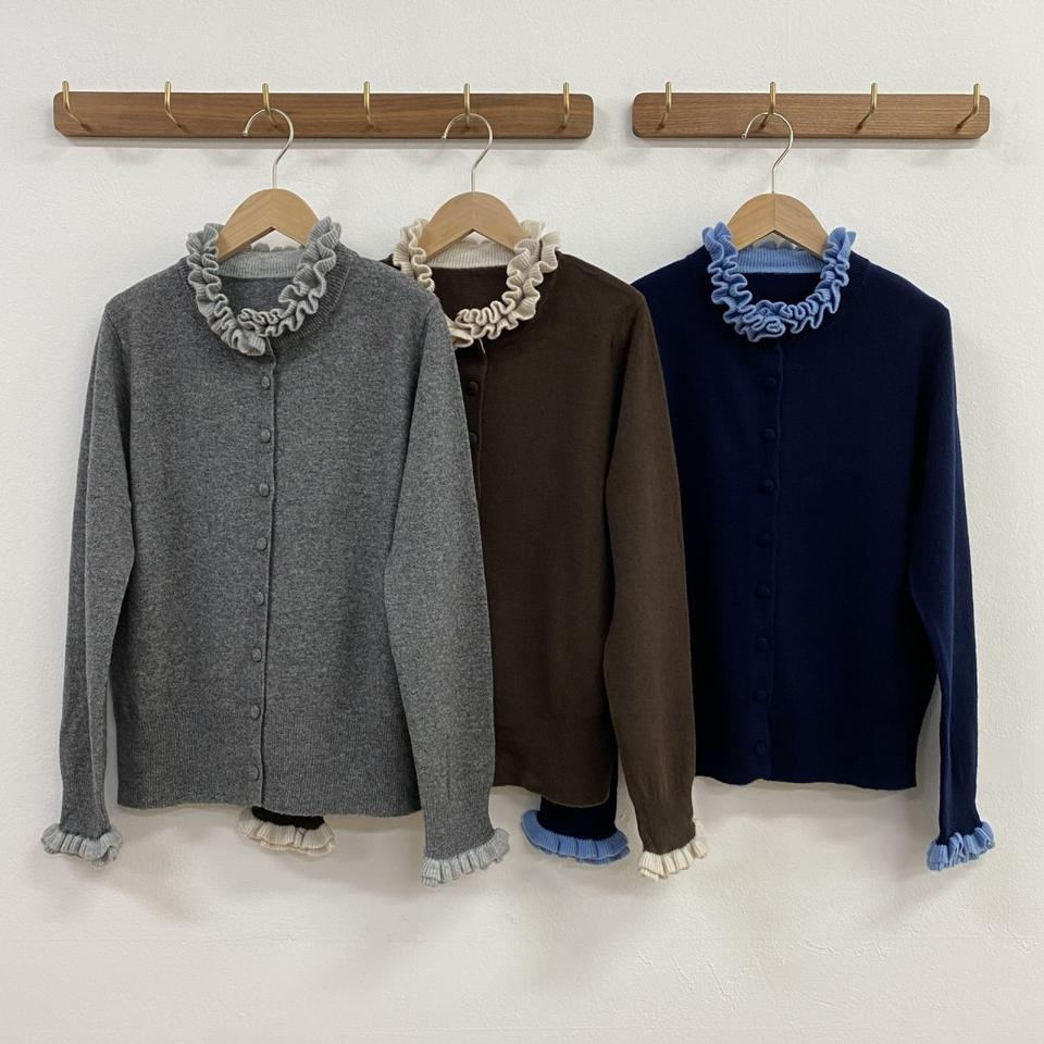 새상품)울 프릴가디건