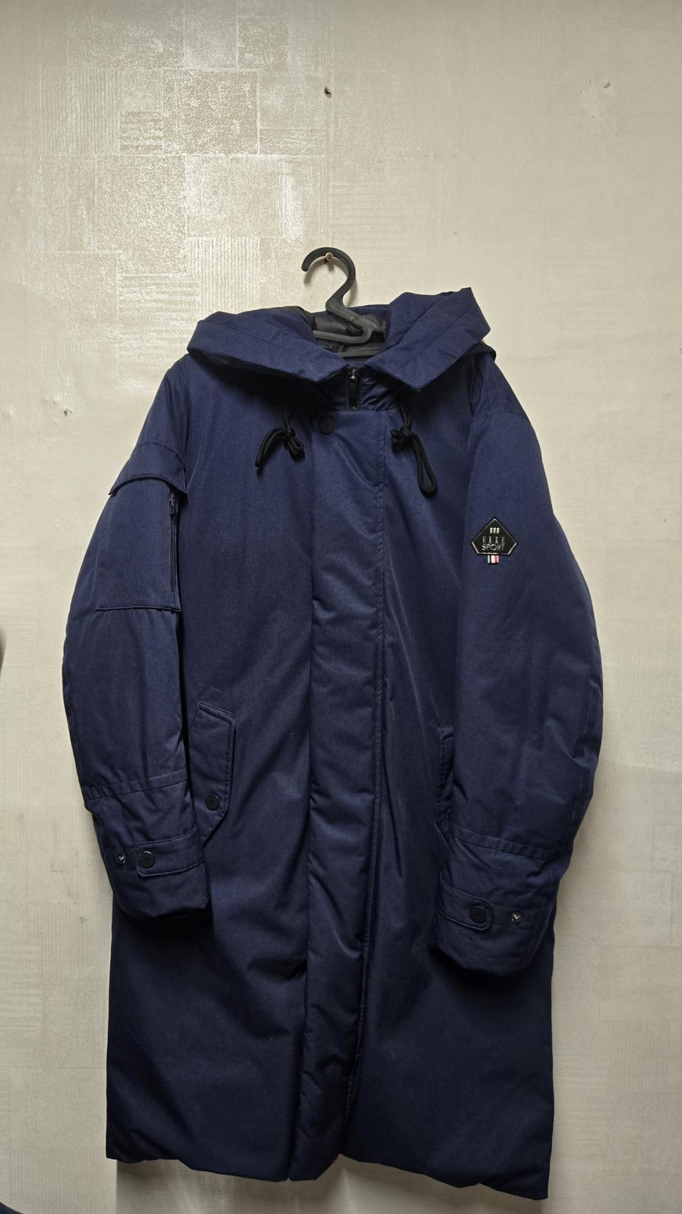 엘르스포츠 네이비 구스다운 롱패딩 100