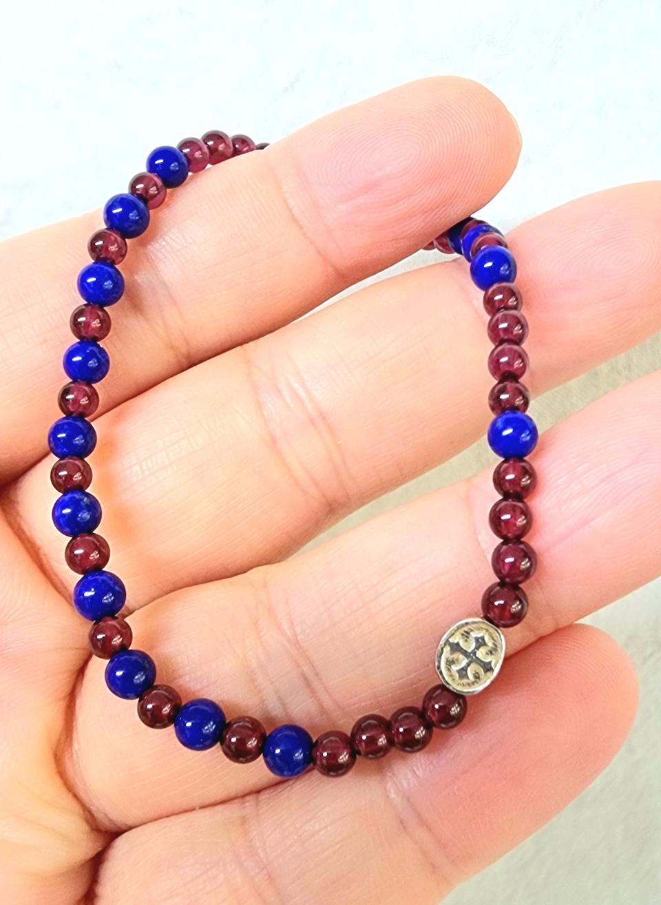 핸드메이드 라피스라줄리 알만다이트 가넷 묵주팔찌