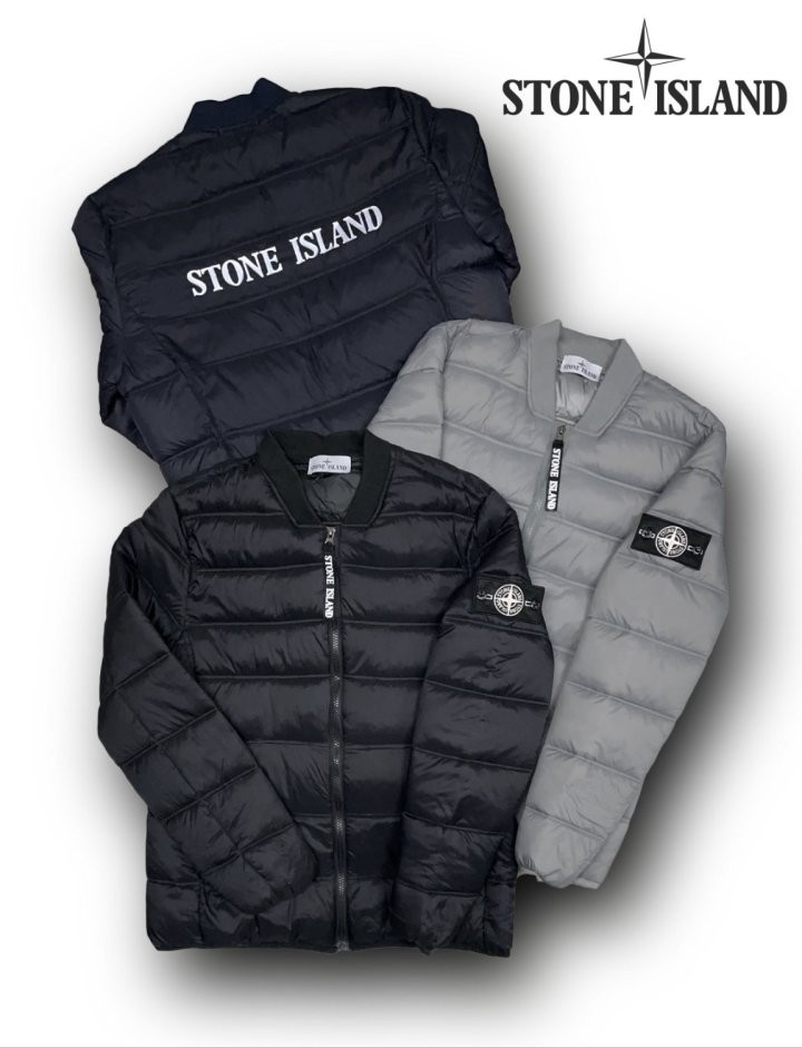 스톤아일랜드 화이트 와팬 리플렉티브 나일론 메탈 에코닐 라이트 블루종