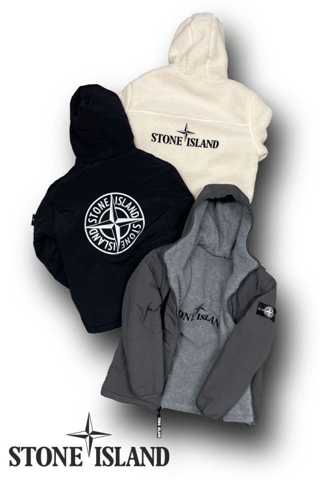 스톤아일랜드 플리스&가먼트다이 나일론 리버시블 리플렉티브 후드 쉘 파카