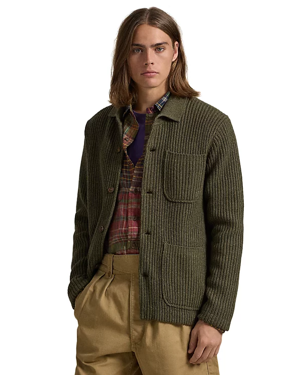 폴로 울코튼 카라 가디건 / 올리브 / M 