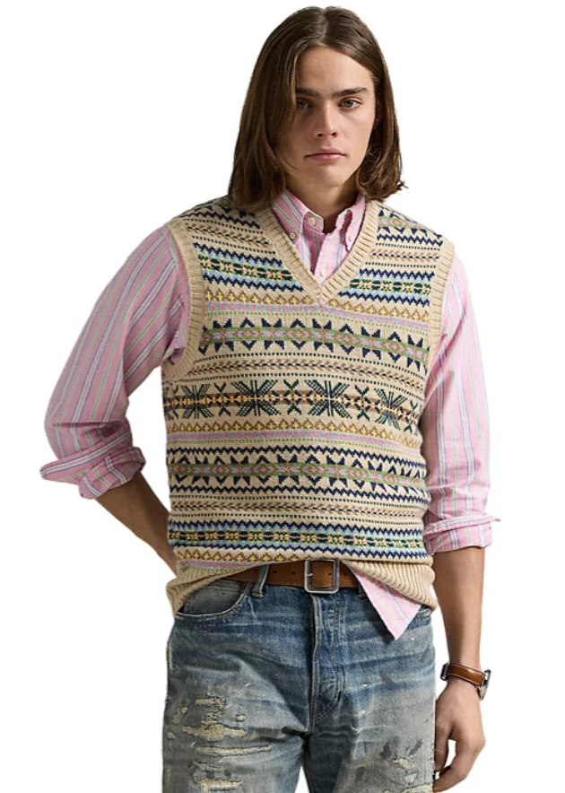 폴로 코튼 캐시미어 페어아일 베스트 / L