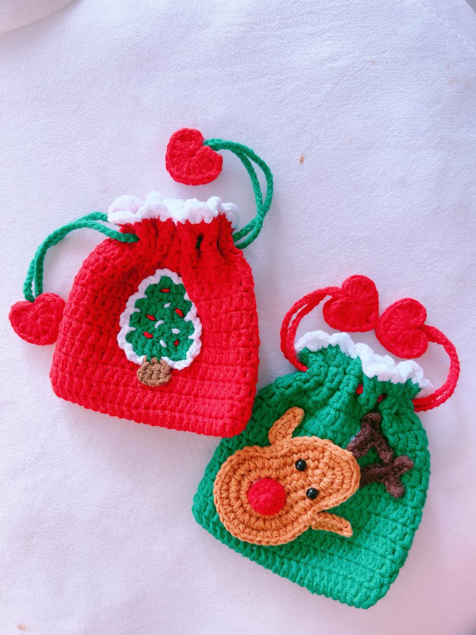 뜨개 크리스마스 트리 루돌프 파우치 선물