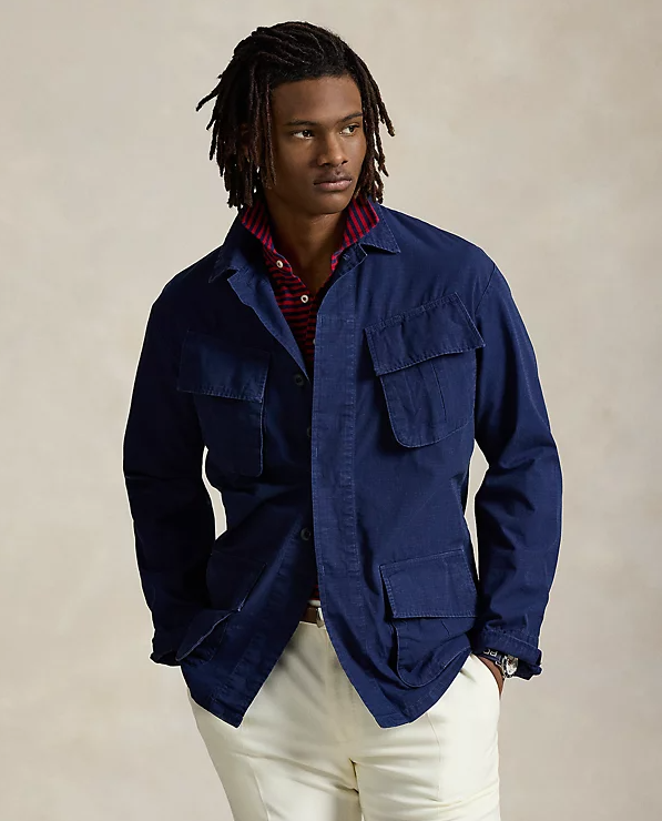 폴로 립스탑 유틸리티 오버 셔츠 / 네이비 / L