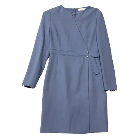 [라인] 라이트 블루 벨티드 클래식 원피스 M