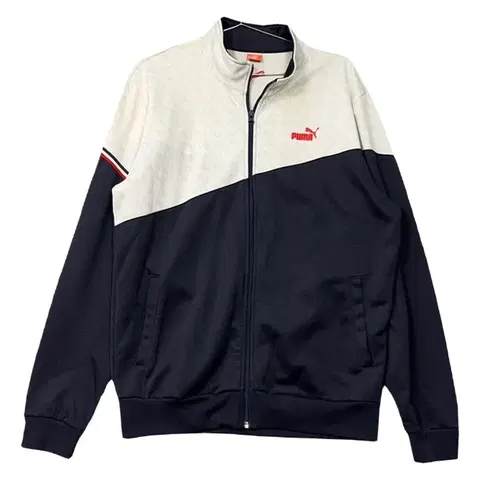 [푸마] 네이비 투톤 로고 트랙탑 집업 저지 XXL