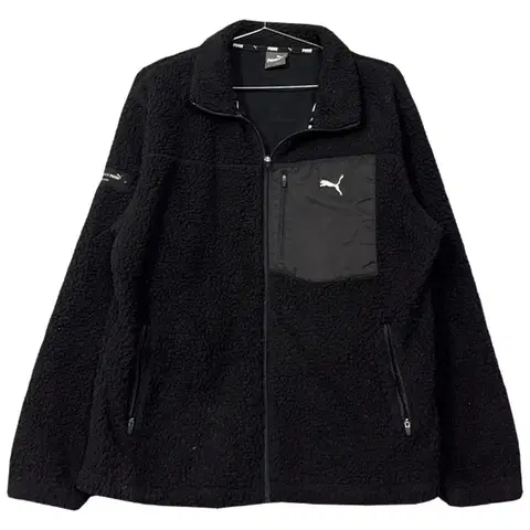[푸마] 블랙 로고 양털 뽀글이 후리스 L