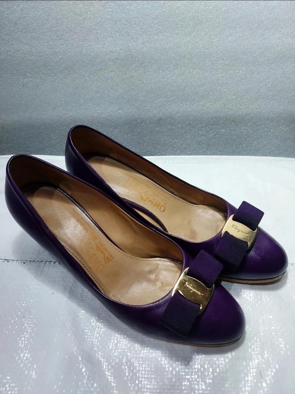 페레가모정품딥퍼플웻지바라슈즈