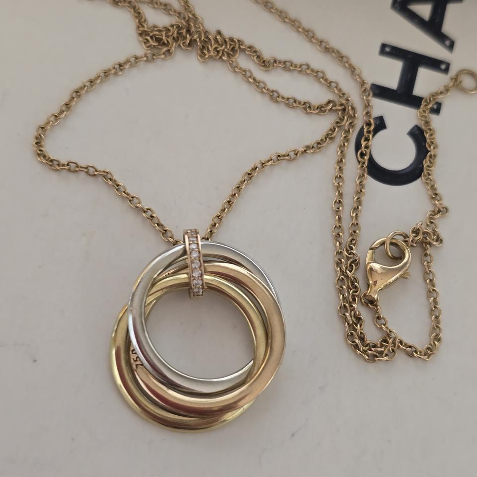 18k핑크골드 삼색링 목걸이