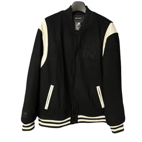 2XL 뉴발란스 로고 블랙 울 바시티 자켓