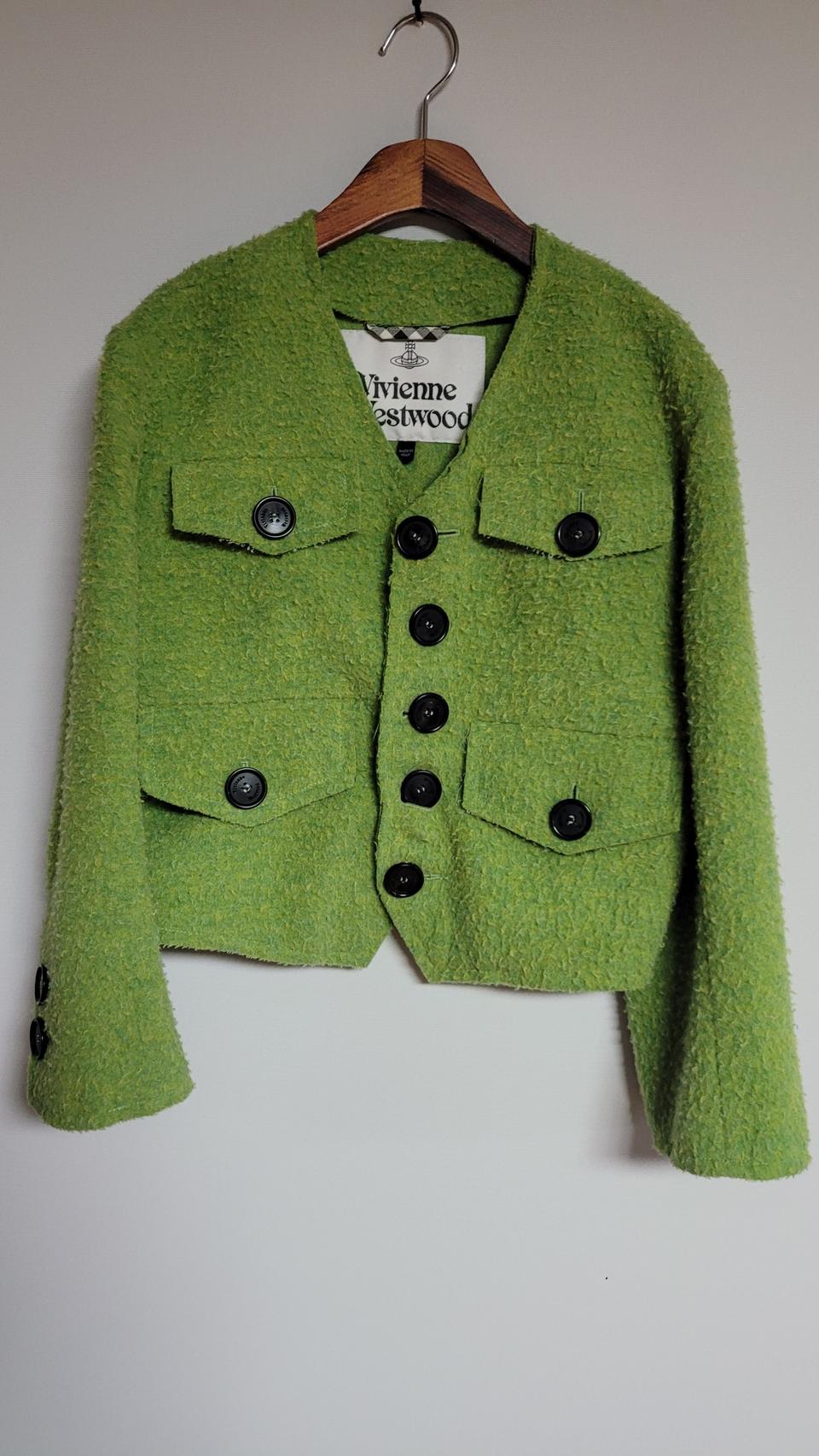 정품 비비안웨스트우드 그린 트위드 자켓