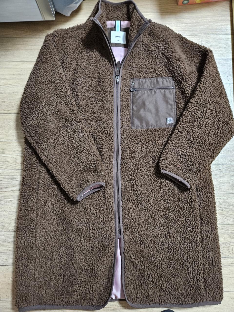 LANEI 뽀글이 플리스 롱 코트 브라운