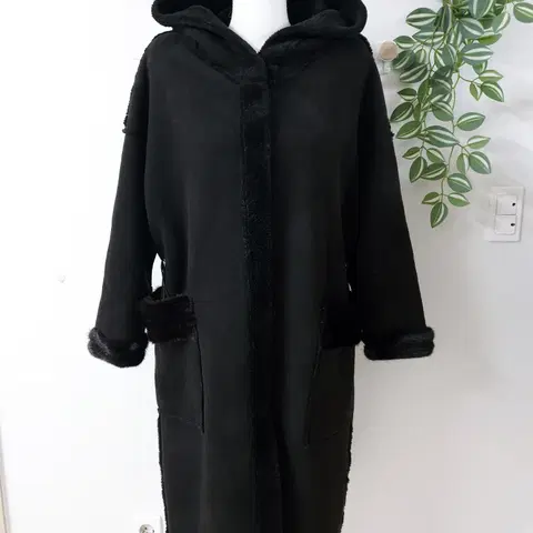 안감전체퍼 후디 롱코트 77 88 블랙 XL