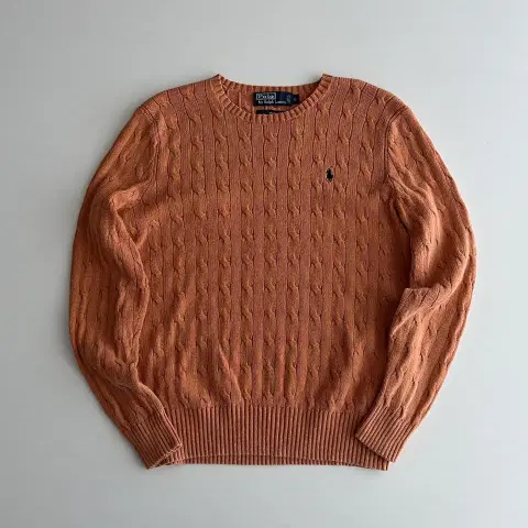 폴로 랄프로렌 오렌지 실크 케이블 니트 스웨터 L