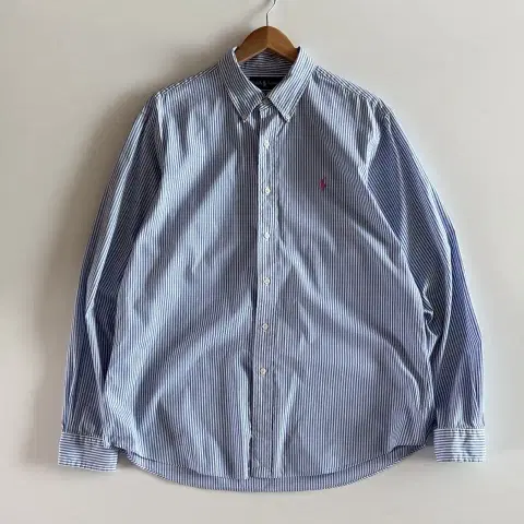 폴로 랄프로렌 커스텀핏 하늘색 스트라이프 셔츠 XL