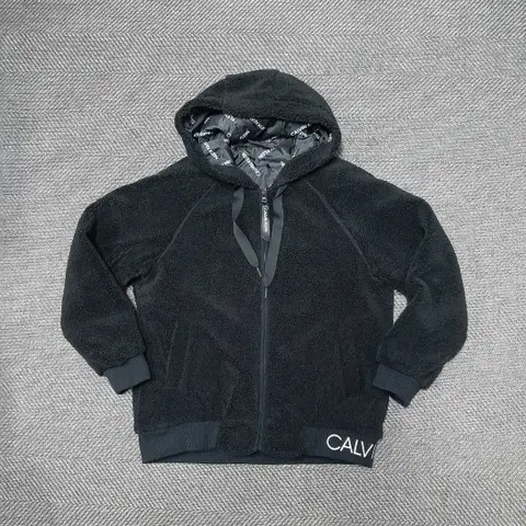 캘빈클라인 블랙 뽀글이 후드 집업 후리스