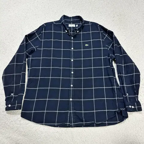 라코스테 셔츠 체크 네이비 XL 110