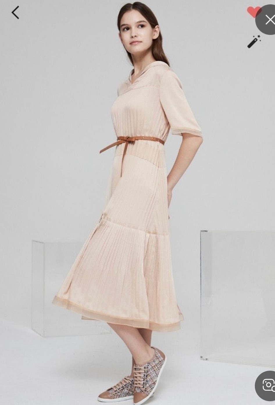 한섬 마인 2021 플리츠 카라 원피스  82-94-160사이즈