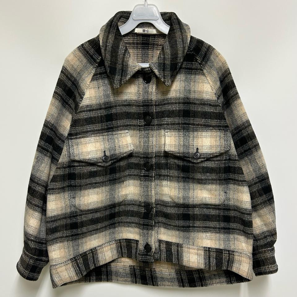 [여자 85~90 (S)]유니클로 C 울 블렌드 플란넬 체크 자켓