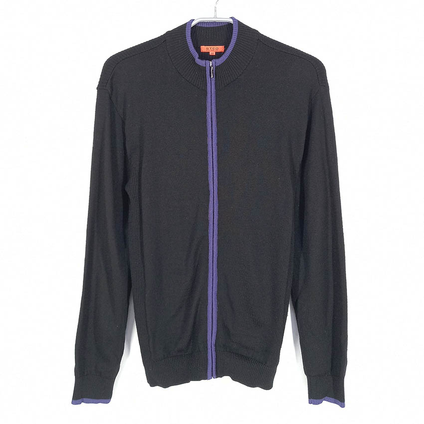 에스티코 남 아크릴혼방 핏티드 니트집업 블랙 (HU29235)