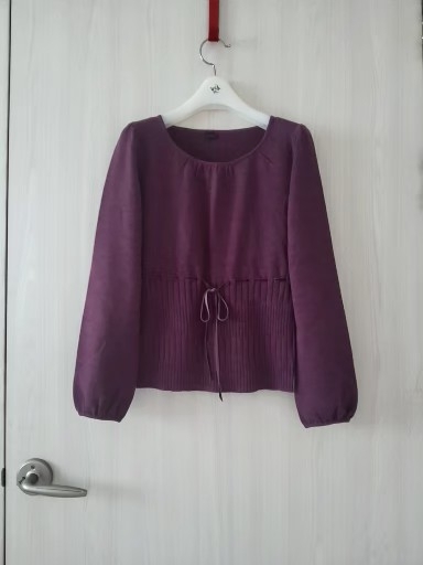 머스트비 보라색 리본 니트 블라우스