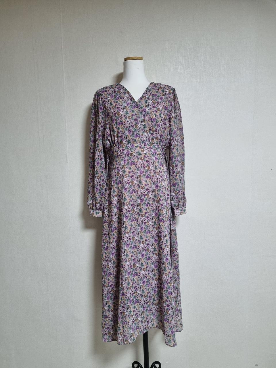 L279 보라꽂 쉬폰롱원피스