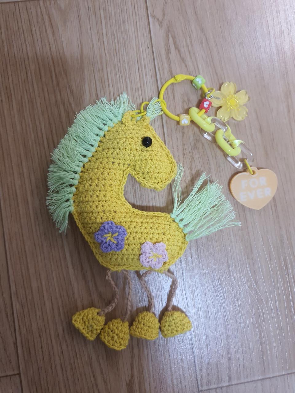 핸드메이드 손뜨개 동물 말 키링 열쇠고리 인형