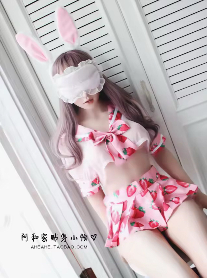 시스루 섹시 세라 교복 딸기 무늬 코스프레 이벤트 기념일 코스튬