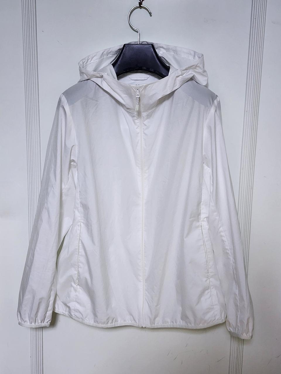 유니클로 바람막이 집업 후드 점퍼 흰색 유클 화이트 홑겹 자켓