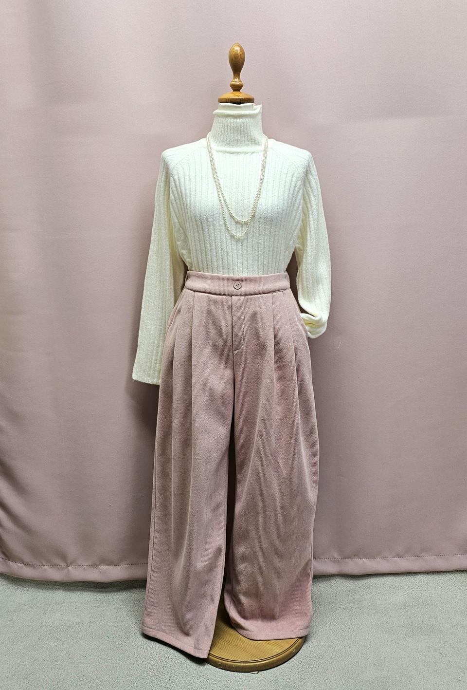 (새상품) 코듀로이 투핀턱 기모 밴딩 팬츠