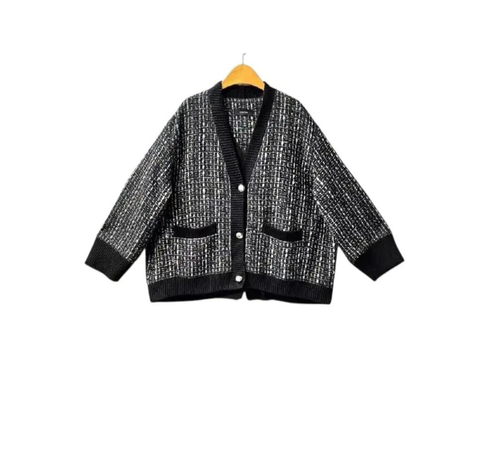 시스템 트위트 금장단추 가디건